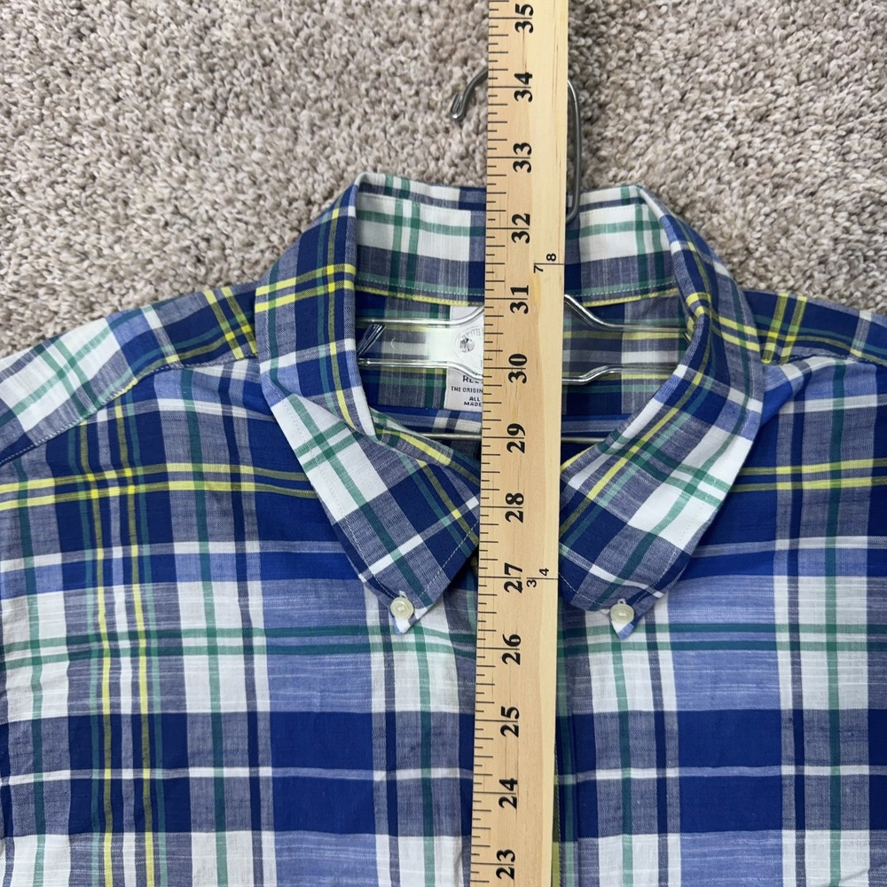 Brooks Brothers Shirt Mens XL Regent Fit Blue Plaid Short Sleeve Button-Down EUC - Picture 5 of 7